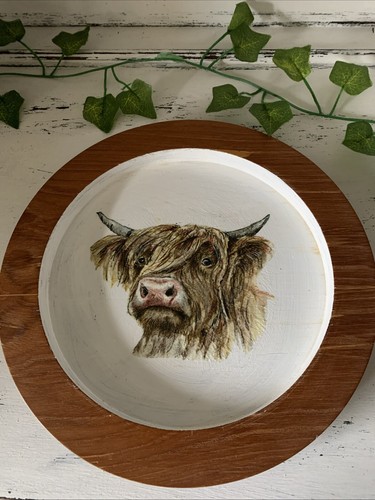 Highland cow wooden bowl plate - cow,