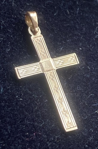 Vintage 14kt gold cross charm - vintage,