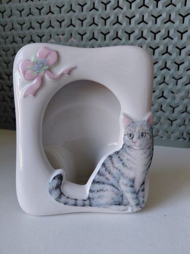 Vintage porcelain grey tabby - vintage,