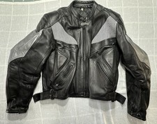 TWO PIECE LEATHER MOTORCYCLE JACKET AND LEATHER (LINED) TROUSERS/PANTS
