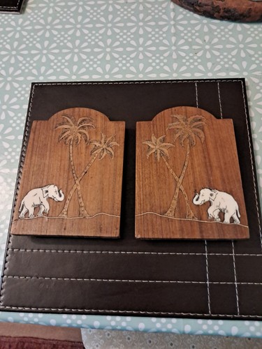 Pair vintage hinged inlaid - vintage,