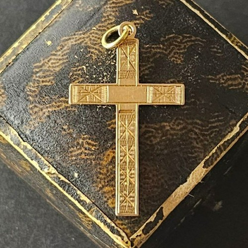Antique 9ct gold cross pendant - antique,