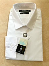 Primark Mens Slim Shirt Formal Easy Iron Long Sleeve Button Cuff 16" BNWT White