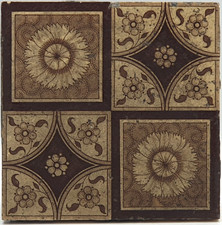 Antique Floor Tile Block Printed Floral by Minton China Works C1890 AE1