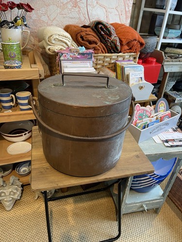Vintage metal copper stock pot - vintage,