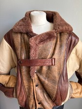 Vintage Sheepskin Flying Bomber Jacket  44 flight leather shearling collar borg
