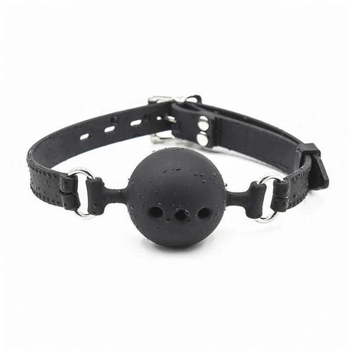 Leather ball gag black - leather,