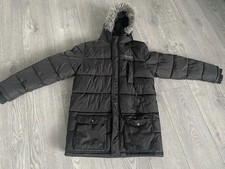 Boys Black McKenzie Hooded Coat with Pockets, Age 12-13, Warm, Hooded, Padded