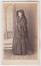 Malta CDV-young lady in widow's dress by studio at 165 Strada Vescovo, Valletta