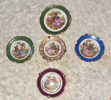 Miniature Limoges China Plates:(5)With Gold Gilt Edging.See My Photos. 