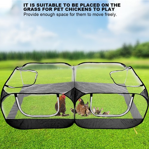 Black portable chicken run - black,