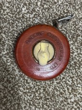 EARLY 1900S CHESTERMAN LTD LEATHER TAPE MEASURE – 25FT FABRIC TAPE – ANTIQUE EXC