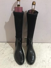 Xti rubber & quilted size 5 / 38 black womens wellington rain boots shoes - BA