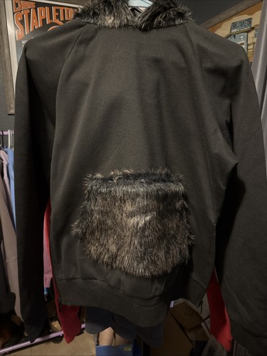 Riflessi black hoodie faux fur - hoodie,