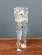 Vintage Kissing Couple Lucite Paper Clip Clear 5" Naked Man & Woman Novelty