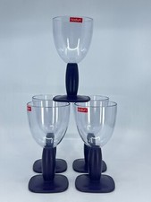 5 Wine Glasses Bodum Oktett Black Plastic Design 8 oz Pool Safe Cups Won't Break