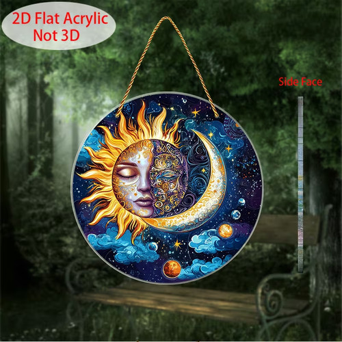 Sun and moon face with - sun, stars