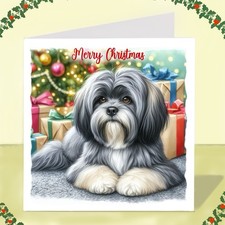 Lhasa Apso Dog Christmas Card