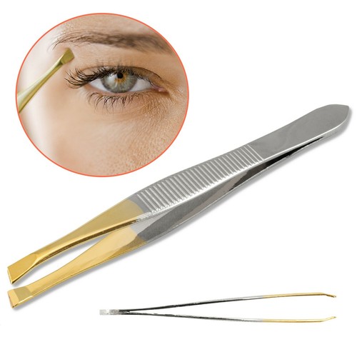 Gold tipped slanted tweezers - gold,