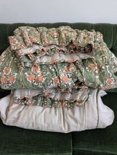 Vtg 1970's Wm Morris Print, HUGE, Pair, Triple Pleat, Interlined Curtains.