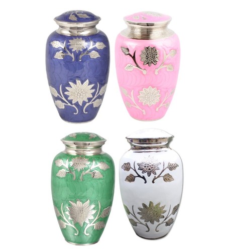 Large aluminium cremation urn - aluminium,