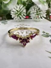 18K Gold Plated Sterling Silver S925 CZ Ruby Crown Ring size7