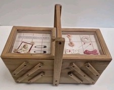Lovely Cantilever Wooden Sewing Box VGC