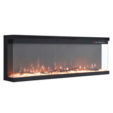 40-80 inch Panoramic Media Wall Insert Electric Fire 3 Side Full Glass Fireplace
