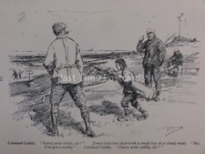 Golf Theme LICENSED CADDY - CARRIE YOUR CLUBS SIR? Antique Punch Cartoon