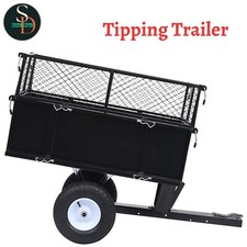 Tipping Trailer for Lawn Mower 150 kg Load Garden Dump Wheelbarrow vidaXL