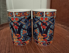 A pair of Dunoon Pottery stoneware mugs. Iona design  adapted by Jane Brookshaw