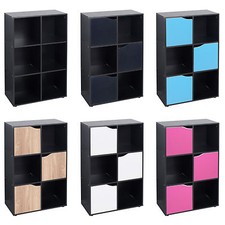 6 Cube Wooden Bookcase Shelving Display Shelves Storage Unit Wood Shelf Door New