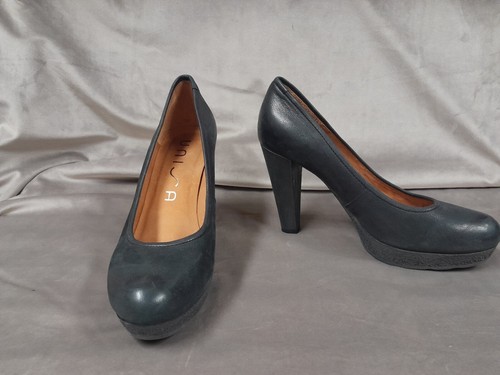 Navy leather shoes chunky - navy,