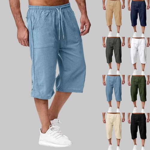 Mens cotton linen shorts - mens,