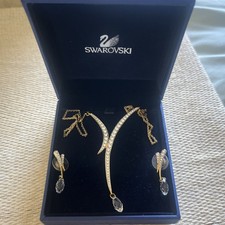 Swarovski Gold-tone Plated Imber Y Necklace and Earrings Set In Original Box