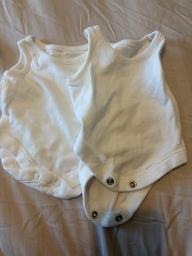Baby newborn white vests - white,