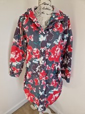 Grey Hooded Waterproof Parka jacket Mac Kagool size 12 Pink Print