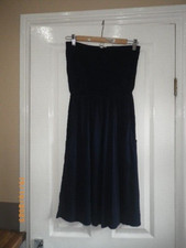 BNWOT JOHN LEWIS NAVY BOOB TUBE 100% COTTON DRESS SZ L WILL FIT 12/14