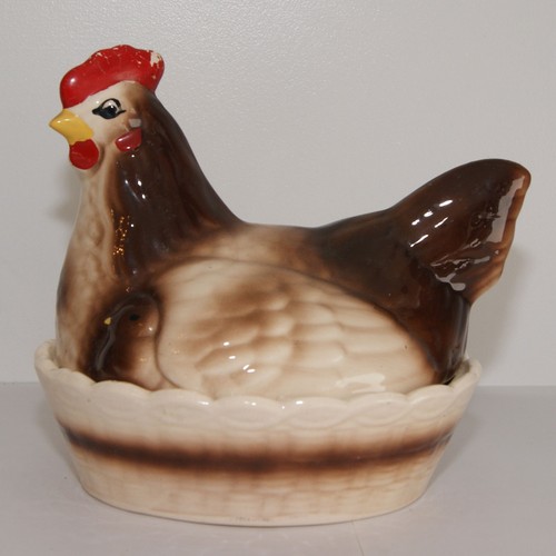 Vintage ceramic chicken hen - vintage,