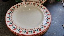 Set Of 4 Vintage Large Habitat Cinnibar Dinner Plates. 1980s V&A Collection.