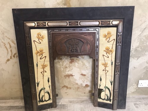 Vintage cast iron fireplace - cast,