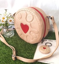 Rare Yoshi Leather Jammy Dodger Biscuit Crossbody Shoulder Bag With Key Chain  