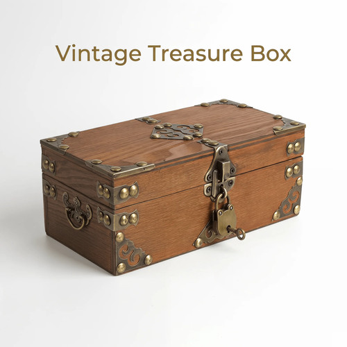 Vintage wooden treasure - wooden, chest