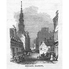GLASGOW Briggate - Antique Print 1847