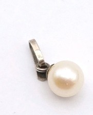 Cultured Pearl Pendant Sterling Silver Simple Modern Small Drop 925