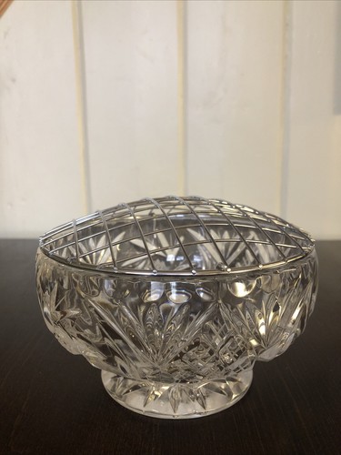 Cut crystal rose bowl - , chrome