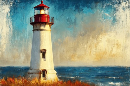 Lighthouse seascape canvas - lighthouse,