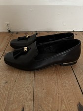 Jack Wills Ladies Black Leather Tassel Loafers UK Size 6
