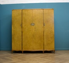 Vintage Art Deco Style Burr Walnut Wardrobe from Alfred Cox Heals, 1950s #1518