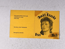 David Bowie Fan Club Card Membership Original UK 1974/1975